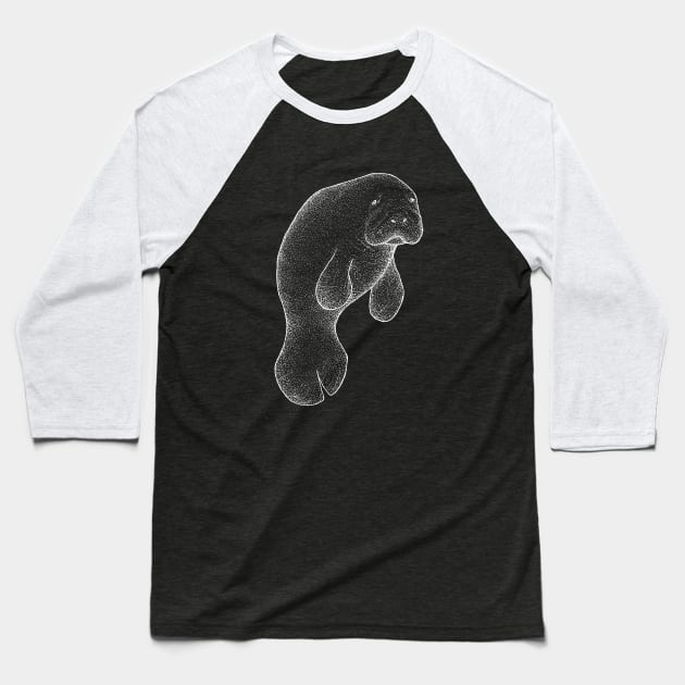 Manatee - chalkboard Baseball T-Shirt by Inspirational Koi Fish